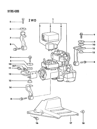 1991 Dodge Colt Modulator, Anti-Skid Diagram 1 - Thumbnail