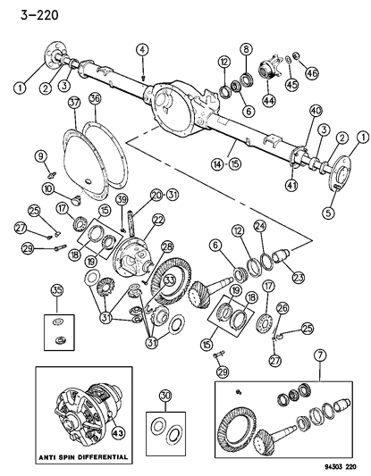 1994 Dodge Ram Wagon Axle, Rear, With Differential And Carrier Diagram 2 - Thumbnail
