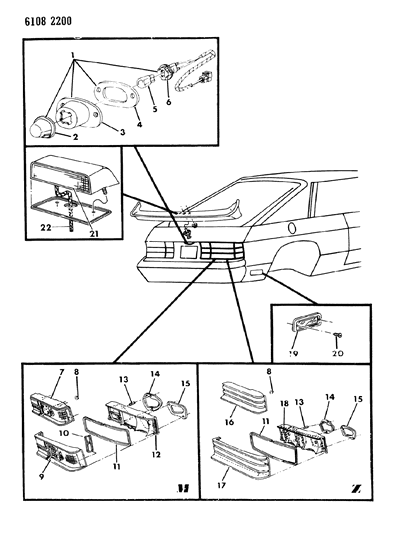 1986 Dodge Omni Lamps & Wiring - Rear Diagram 1 - Thumbnail