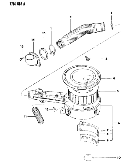 1988 Dodge Raider Air Filter Diagram for MD620047