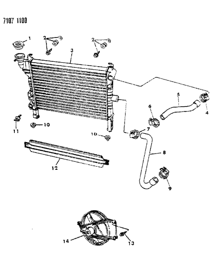 1987 Dodge Omni Radiator & Related Parts Diagram 2 - Thumbnail