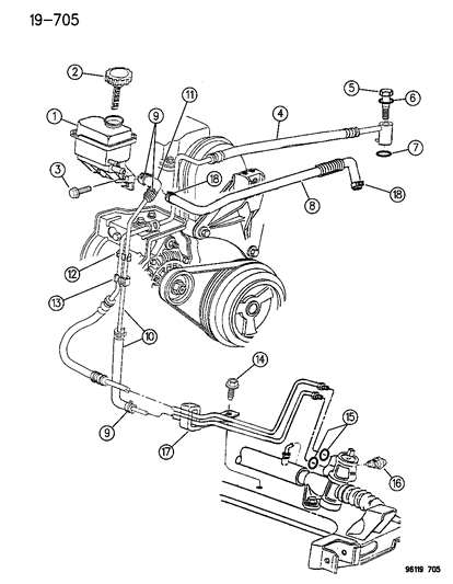 1996 Dodge Neon Power Steering Return Hose Diagram for 4626896
