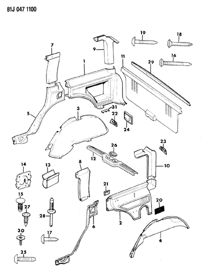 1986 Jeep Wagoneer Screw Round Washer Head M4.2X1.41X25.00 Diagram for 34201468