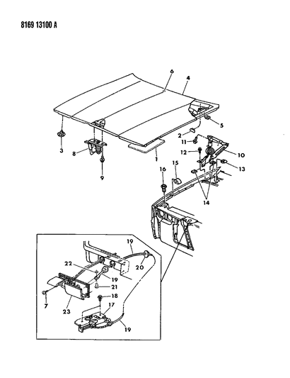 1988 Dodge Lancer Handle, Parking Brake & Hood Latch Release, Medium Buckskin Diagram for P400FC5