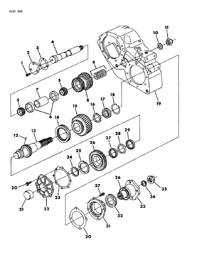1984 Dodge D350 Case, Transfer, Shafts And Gears Diagram 1 - Thumbnail