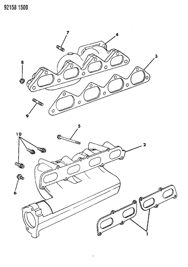 1992 Chrysler LeBaron Sedan Manifolds - Intake & Exhaust Diagram 1 - Thumbnail