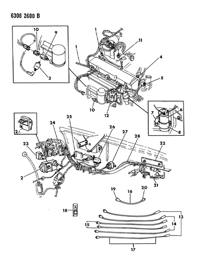1987 Dodge D150 Wiring - Engine - Front End & Related Parts Diagram 1 - Thumbnail