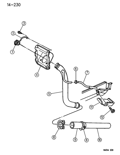 1994 Dodge Ram Wagon Filler Tube, Fuel Tank Diagram