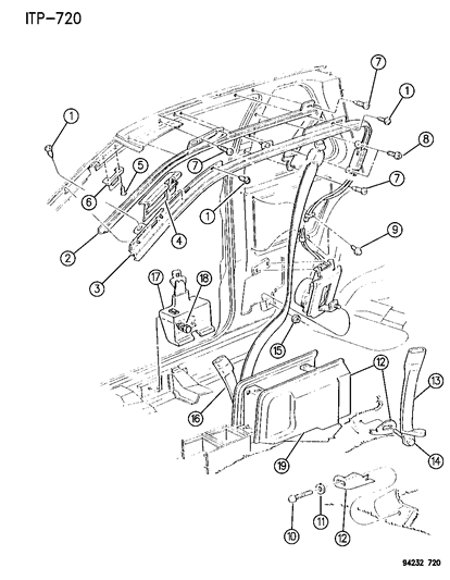 1994 Dodge Shadow Belt - Front Seat Diagram 2 - Thumbnail
