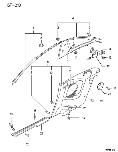 1996 Dodge Stealth Panels - Mouldings & Scuff Plate Diagram