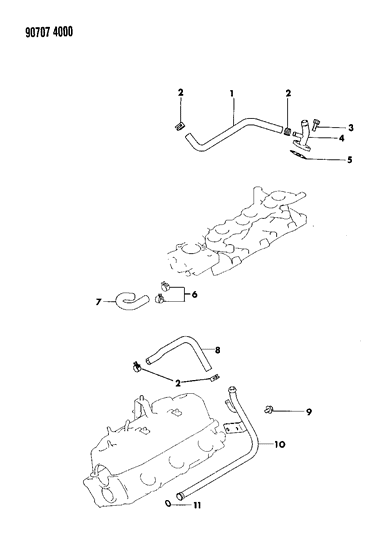 1990 Dodge Ram 50 Water Hose & Pipe Diagram 2 - Thumbnail