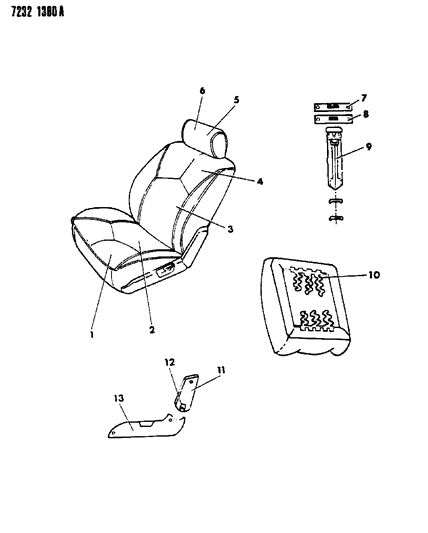 1987 Dodge Shadow Front Seat Diagram 1 - Thumbnail