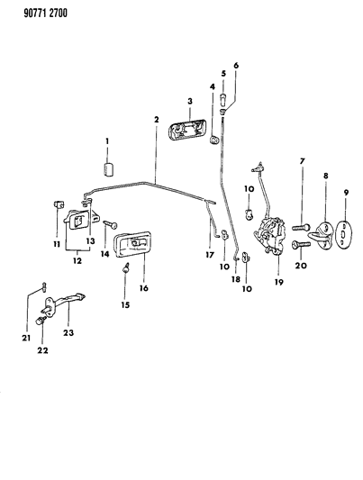 1990 Dodge Ram 50 Door, Front Handles, Locks And Controls Diagram