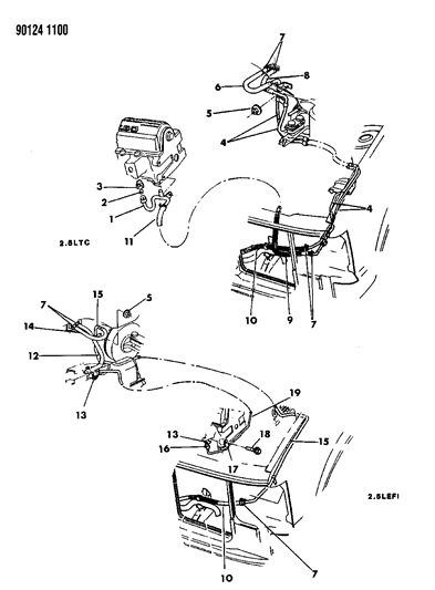 1990 Dodge Caravan Plumbing - Heater Diagram 1 - Thumbnail