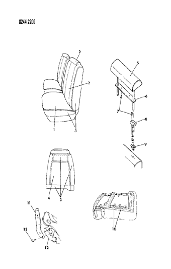 1988 Dodge Diplomat Seat - Front Fleet - Police & Others Diagram 2 - Thumbnail