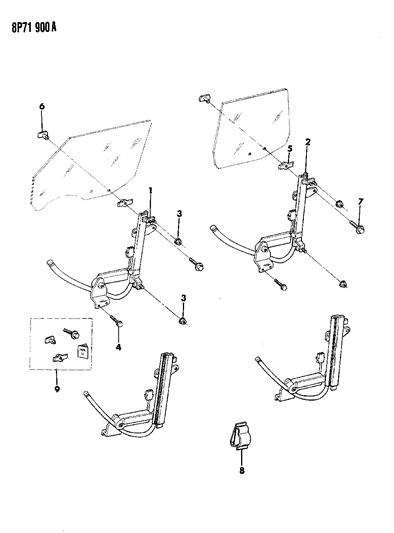 1992 Dodge Monaco Regulator - Glass Diagram 1 - Thumbnail