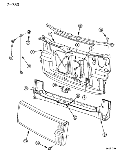1995 Dodge Caravan Grille, Radiator Diagram for 4576736