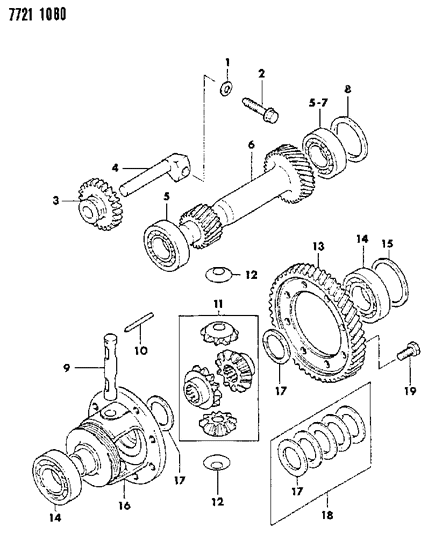 1988 Dodge Colt Gear, Differential Drive Diagram for MD719694