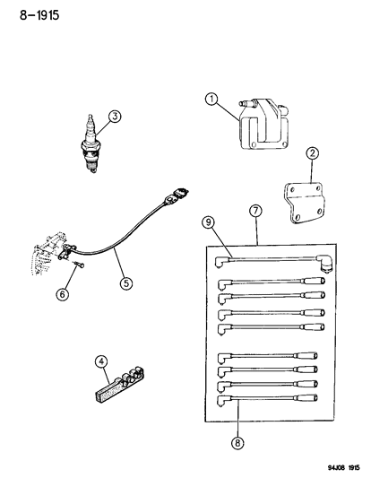 1994 Jeep Grand Cherokee Coil - Sparkplugs - Wires Diagram 2 - Thumbnail