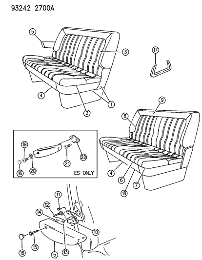 1993 Dodge Caravan Rear Seat Diagram 4 - Thumbnail