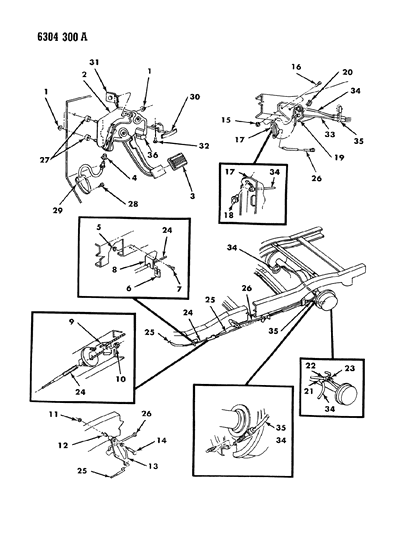 1987 Dodge D150 Lever & Cables, Parking Brake Diagram 2 - Thumbnail