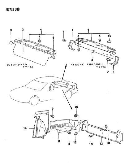 1992 Dodge Colt Cap, Rear Shelf, Gray Diagram for MB710649