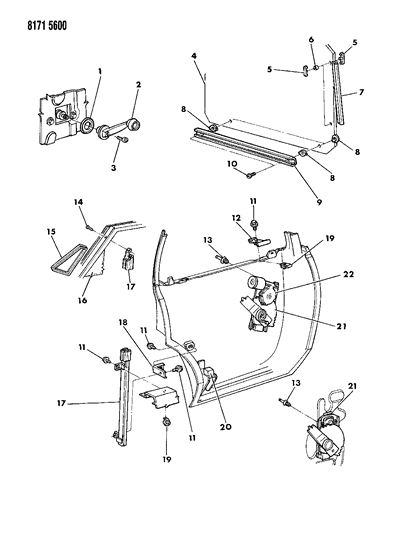 1988 Dodge Diplomat Window Regulator Diagram for 4480427