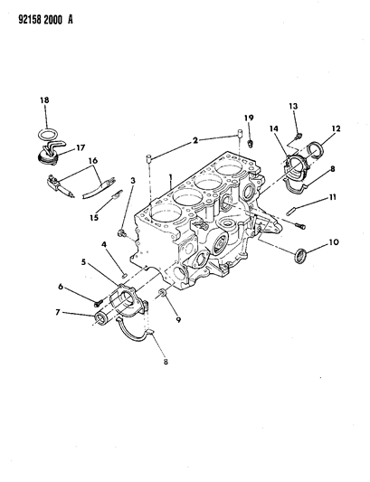 1992 Chrysler LeBaron GTC Cylinder Block Diagram 1 - Thumbnail