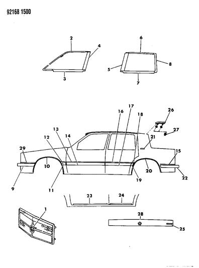 1992 Dodge Dynasty Front Molding, Black Diagram for 4388826