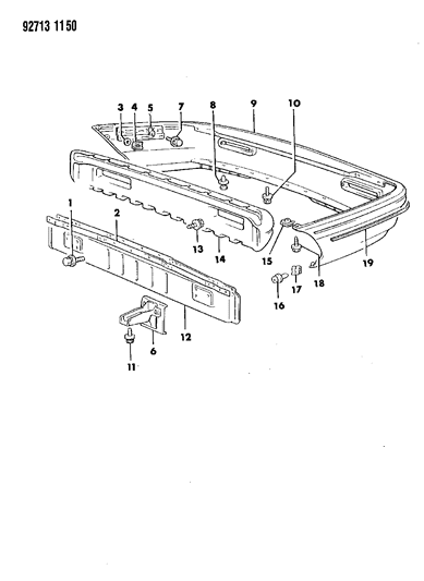 1994 Dodge Colt Rear Bumper & Support Diagram