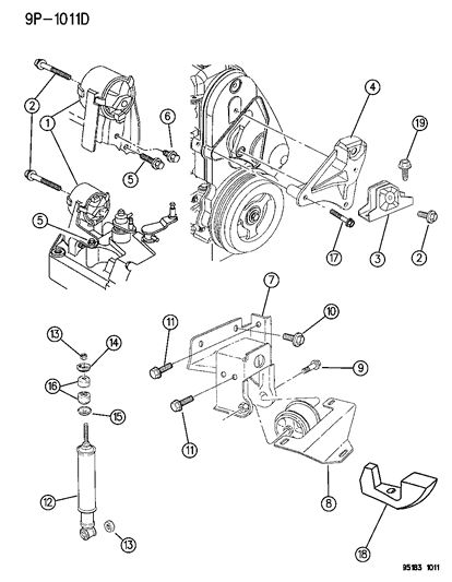1995 Chrysler Cirrus Engine Mounts Diagram 1 - Thumbnail