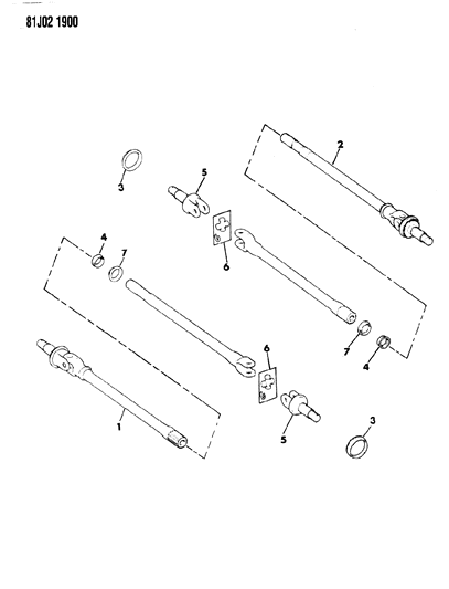 1986 Jeep Wagoneer Shafts - Front Axle Diagram 3 - Thumbnail