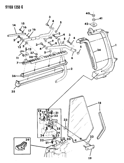 1991 Dodge Shadow Glass - Quarter Window Diagram 2 - Thumbnail