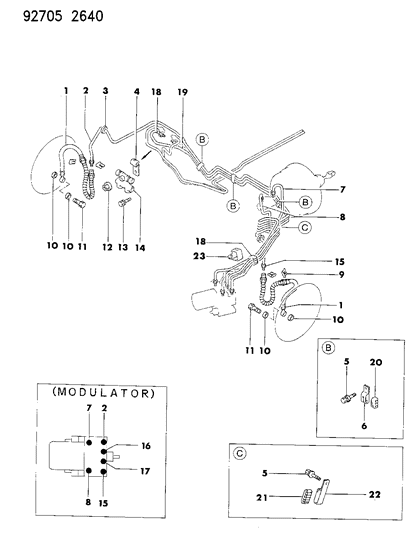 1994 Dodge Colt Brake Lines & Hoses, Front Diagram 2 - Thumbnail