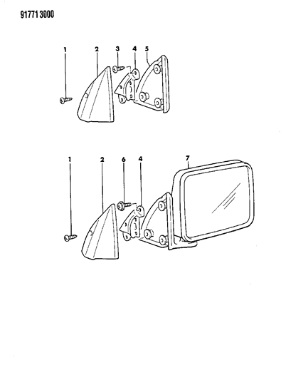 1991 Dodge Ram 50 Mirror - Exterior Diagram