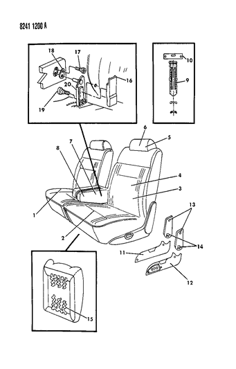 1988 Chrysler New Yorker Base Model Front Seat Diagram 1 - Thumbnail