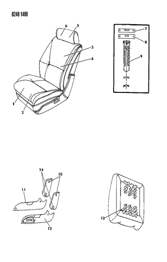 1988 Chrysler LeBaron GTS Front Seat Diagram 2 - Thumbnail