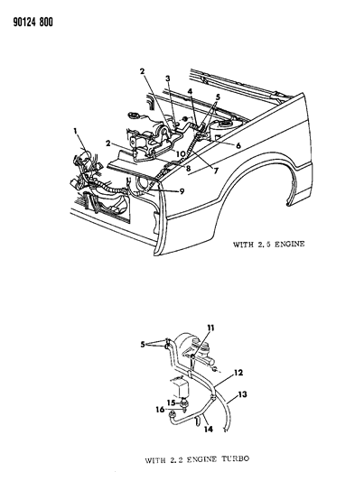 1990 Chrysler LeBaron GTC Plumbing - Heater Diagram 1 - Thumbnail