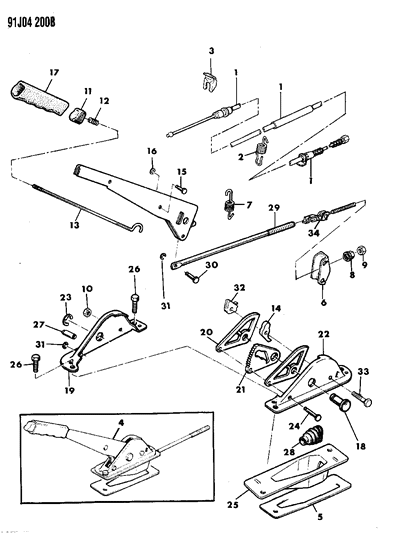 1991 Jeep Cherokee Parking Brake Control Diagram for 52008300