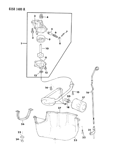 1986 Chrysler LeBaron Base Engine Oiling Diagram 1 - Thumbnail