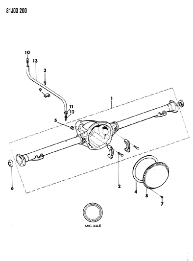 1984 Jeep Wrangler Axle Housing, Rear Diagram 1 - Thumbnail