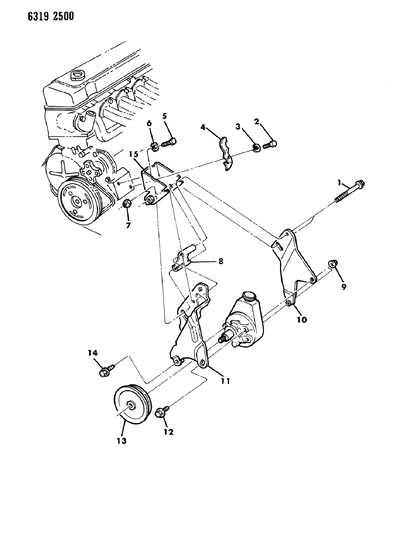 1987 Dodge D150 Pump Mounting - Power Steering Diagram 3 - Thumbnail