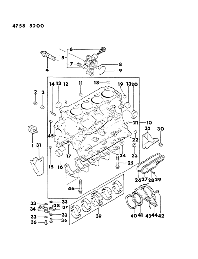 1984 Dodge Colt Block Cylinder Diagram 1 - Thumbnail