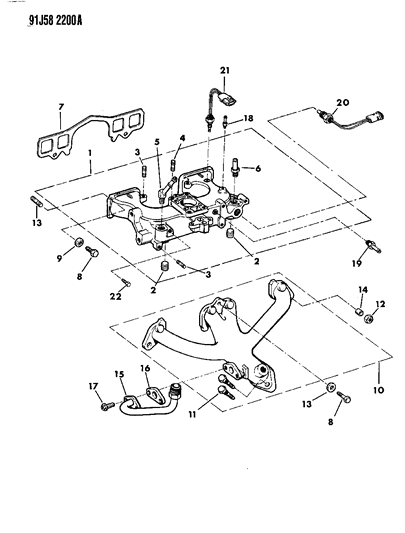 1992 Jeep Comanche Manifolds - Intake & Exhaust Diagram 1 - Thumbnail
