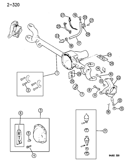1995 Jeep Wrangler Housing - Front Axle Diagram 2 - Thumbnail
