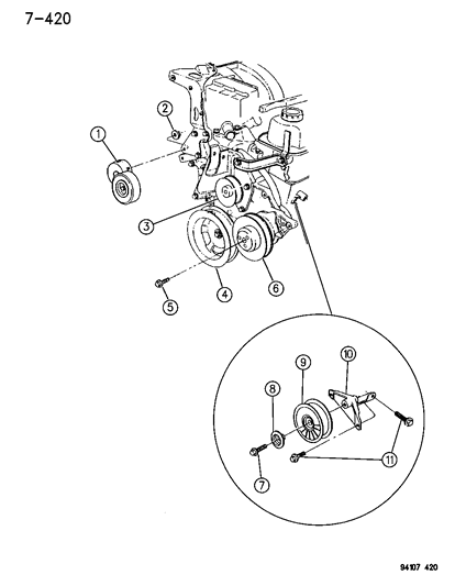 1994 Dodge Caravan Drive Pulleys Diagram 3 - Thumbnail