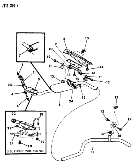 1987 Dodge Caravan Pipe, Tail W/Resonator Diagram for E0047623