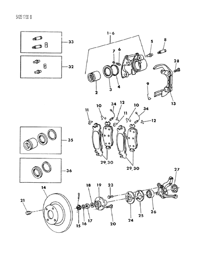 1985 Chrysler Executive Limousine Brakes, Front Diagram 1 - Thumbnail