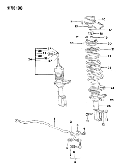 1991 Dodge Colt Suspension - Front Diagram 4 - Thumbnail