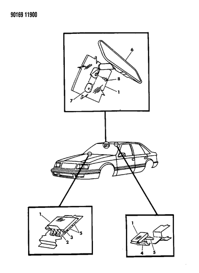 1990 Chrysler New Yorker Base Model Glass - Windshield & Mirror Diagram